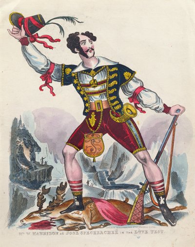 Mr. W. Harrison als Jose Speckbacher in The Love Test, ca. 1840 von English School