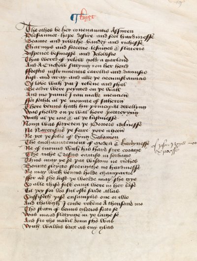 Ms. New Coll 314, f19r, Die Canterbury-Erzählungen von Geoffrey Chaucer von English School