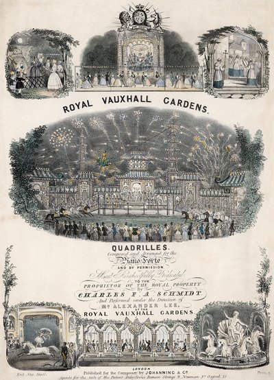 Musikalische Partitur für Royal Vauxhall Gardens Quadrilles von Charles F. A. Schmidt von English School