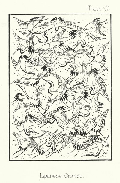 Natur im Ornament: Japanische Kraniche von English School