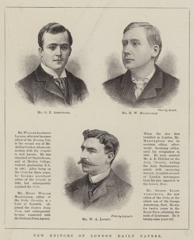 Neue Redakteure der Londoner Tageszeitungen (Gravur) von English School