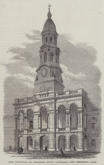 Neues Rathaus von Adelaide, Südaustralien (Gravur) von English School
