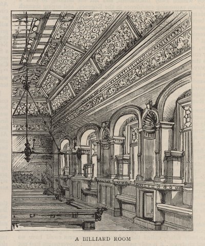 Neubau des Constitutional Club in der Northumberland Avenue: Ein Billardzimmer von English School