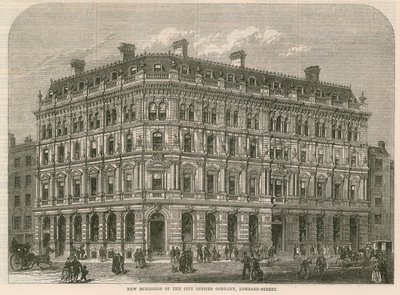 Neue Gebäude der City Offices Company, Lombard Street, London von English School