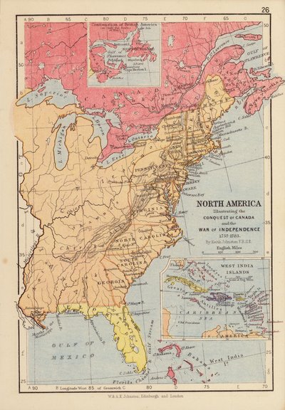Nordamerika, Darstellung der Eroberung Kanadas und des Unabhängigkeitskrieges von English School