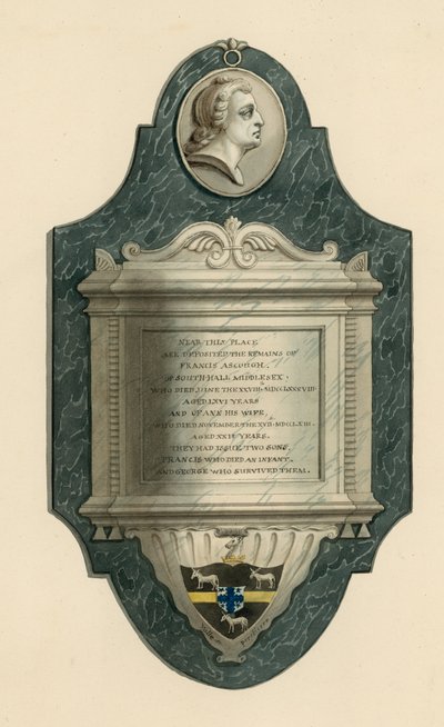 Norwood Cemetery; Grab von Francis Ascough aus Southhall, Middlesex, gestorben 1788 von English School