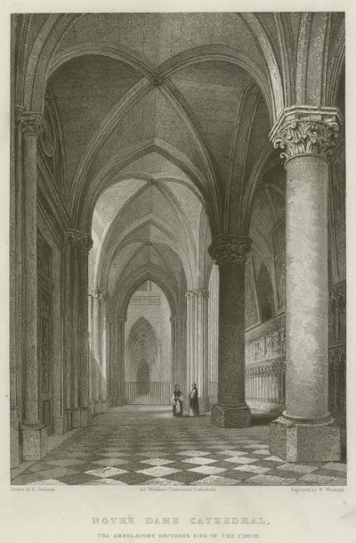Kathedrale Notre Dame, Der Chorumgang auf der Südseite (Stich) von English School