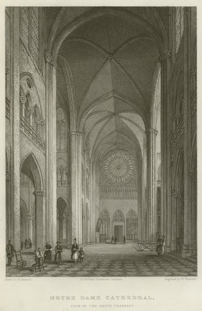 Kathedrale Notre Dame, Ansicht des Südtransepts (Stich) von English School