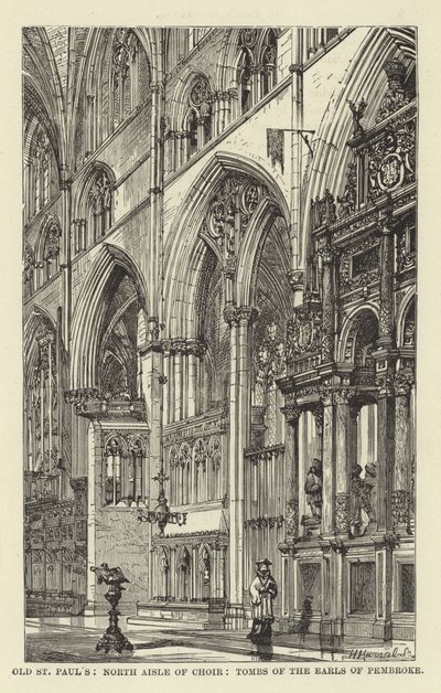Alte St. Pauls, Nordschiff des Chors, Gräber der Earls of Pembroke von English School