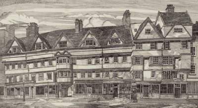 Alte Häuser an den Holborn Bars, London von English School