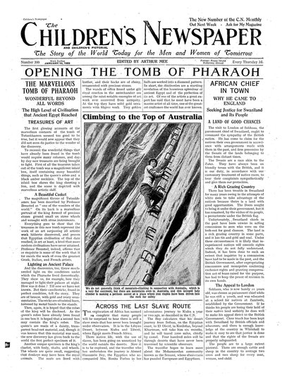 Öffnung des Grabes des Pharao, Illustration aus The Childrens Newspaper, 13. Januar 1923 von English School