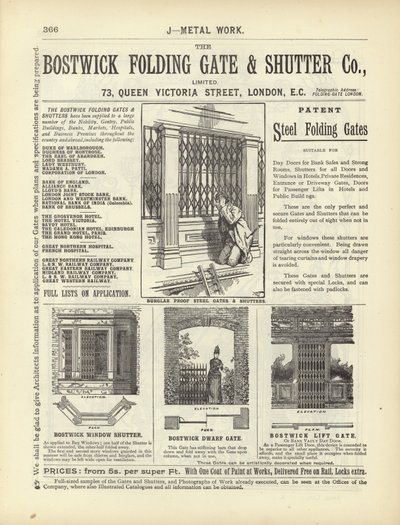 Seite aus dem Kompendium der Architekten, Vermesser und Ingenieure 1892 von English School