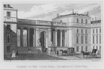 Paris, Bildschirm zum Hof, Kammer der Abgeordneten (Gravur) von English School