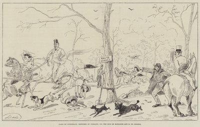 Paris zu Pferd, der Bois de Boulogne und M de Lesseps (Gravur) von English School