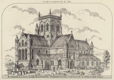Pfarrkirche von St. James, Great Grimsby, Lincolnshire, vorgeschlagene Restaurierung, Ansicht von NE von English School