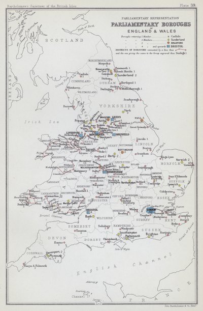Parlamentarische Vertretung, Parlamentsbezirke von England und Wales von English School