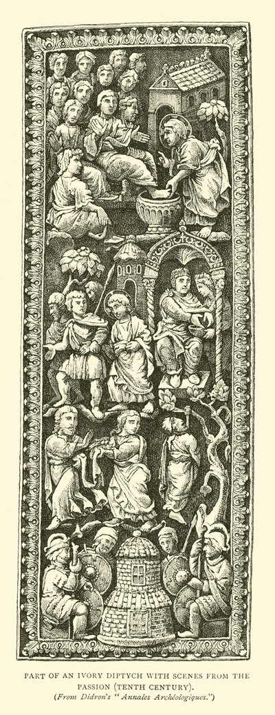 Teil eines Elfenbein-Diptychons mit Szenen aus der Passion, zehntes Jahrhundert von English School