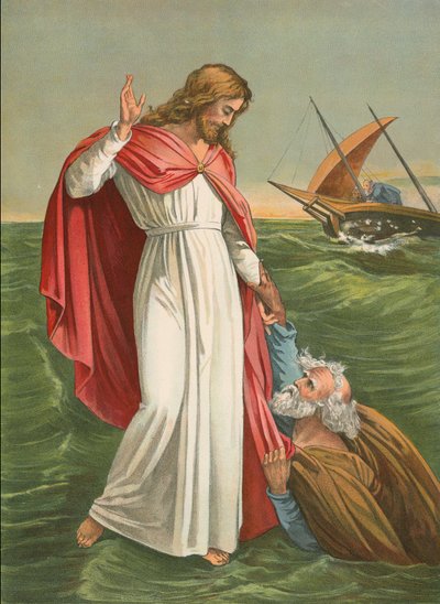 Petrus geht auf dem Meer von English School
