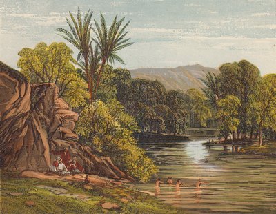 Pilger baden im Jordan von English School