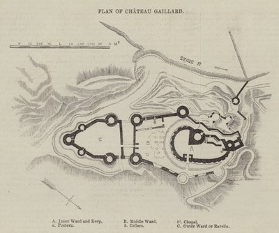 Plan von Chateau Gaillard (Gravur) von English School