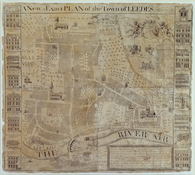 Plan von Leeds, vermessen von John Cossins, ca. 1730 von English School