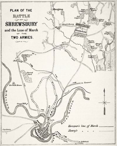 Plan der Schlacht von Shrewsbury, 21. Juli 1403, aus 