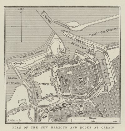 Plan des neuen Hafens und der Docks in Calais von English School