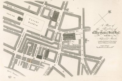 Plan der Theater von Covent Garden, London von English School