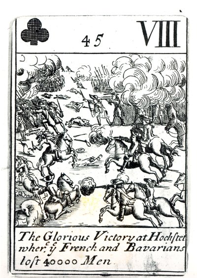 Spielkarte, die den glorreichen Sieg in der Schlacht von Hochstadt zeigt, bei der die Franzosen und Bayern 40.000 Mann verloren von English School