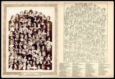 Porträtmontage, um 1910: Bedeutende Frauen, literarisch und historisch (Lithographie) von English School