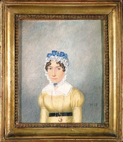 Porträt einer Dame mit einem goldenen Medaillon, 1823 von English School