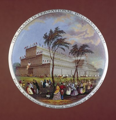 Topfdeckel mit Darstellung des Kristallpalastes, von T.J. und J. Mayer, Dale Hall, Longport, Staffordshire von English School