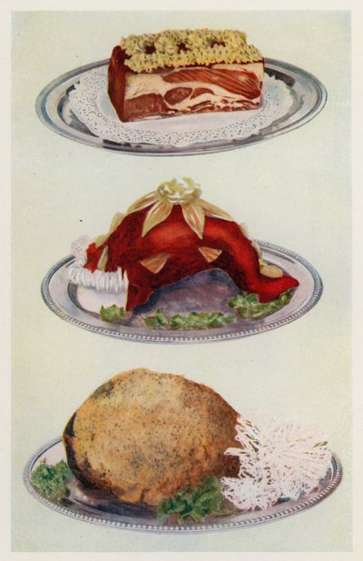 Gepresstes Rindfleisch; Glasierte Ochsen-Zunge; Gekochter Schinken von English School