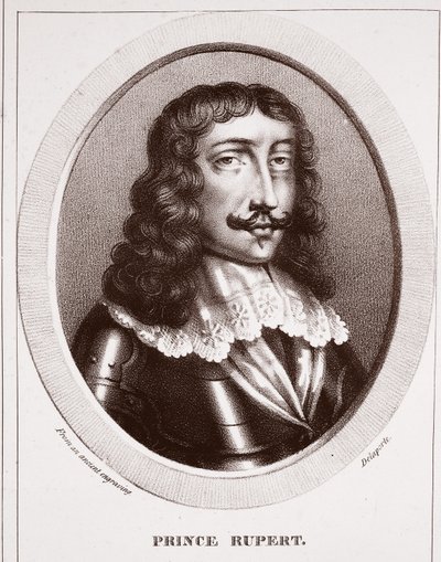 Prinz Rupert, aus einem alten Stich, zugeschrieben Delaporte, graviert von de Ducarme von English School