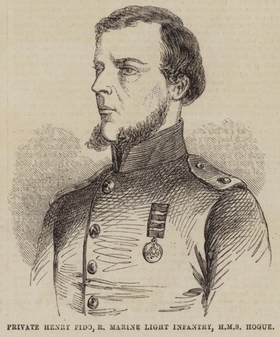 Private Henry Fido, Royal Marine Light Infantry, HMS Hogue (Gravur) von English School