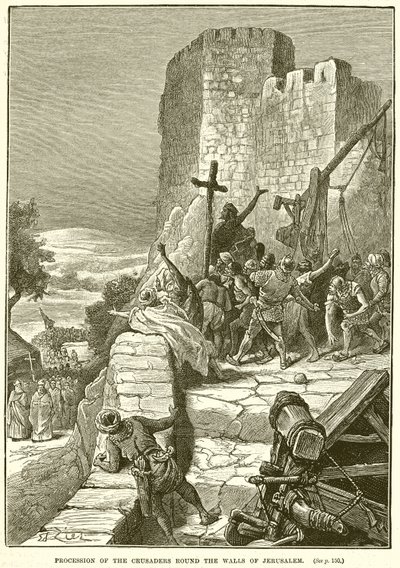 Prozession der Kreuzfahrer um die Mauern von Jerusalem von English School