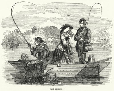 Angeln vom Boot (Gravur) von English School