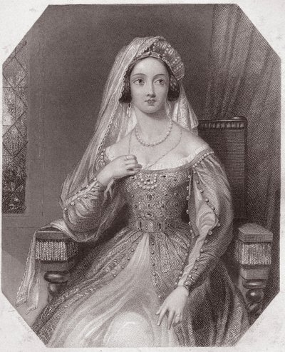 Königin Katharina von Aragon, Ehefrau von Heinrich VIII (Die berühmte Geschichte des Lebens von König Heinrich dem Achten) von English School