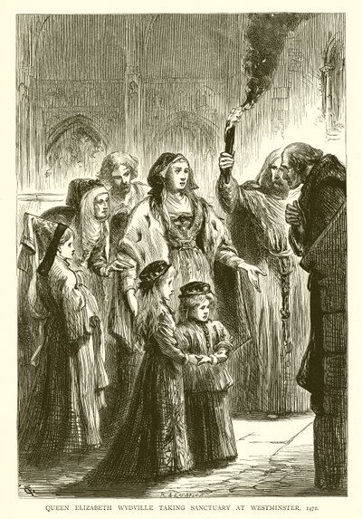 Königin Elizabeth Wydville sucht Zuflucht in Westminster, 1471 von English School