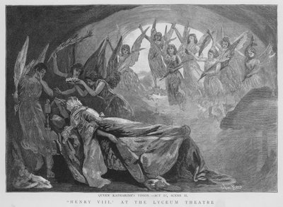 Vision der Königin Katherine, Szene aus einer Aufführung von Shakespeares Heinrich VIII im Lyceum Theatre, London von English School