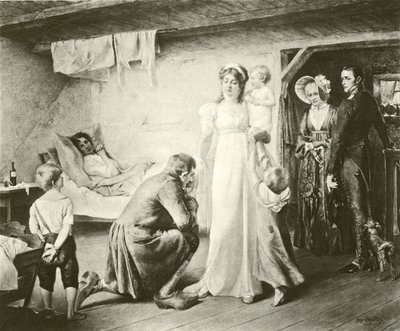 Königin Luise von Preußen besucht die Armen (Gravur) von English School