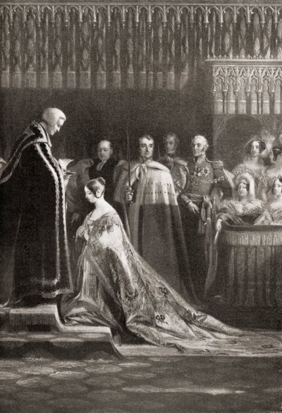 Königin Victoria empfängt das Heilige Sakrament nach ihrer Krönung von English School