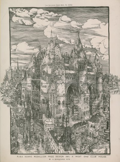 RIBA Soane Medaillon Preisdesign 1882 - Ein West End Clubhaus von A. Beresford Pite von English School
