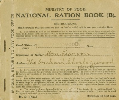 Rationsbuch für William Pearson, Chorleywood, Hertfordshire, 1919 von English School