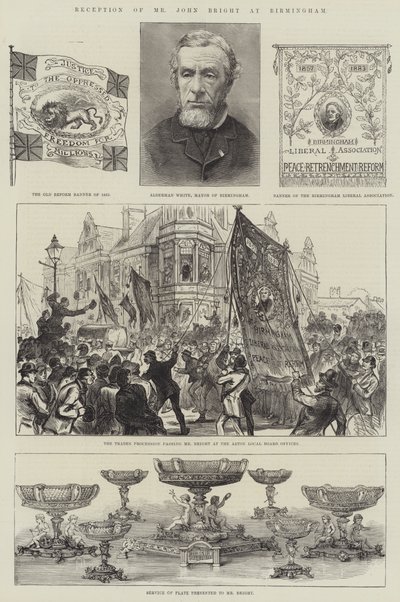 Empfang von Mr. John Bright in Birmingham (Gravur) von English School