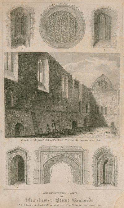 Überreste der großen Halle des Winchester House, Bankside von English School