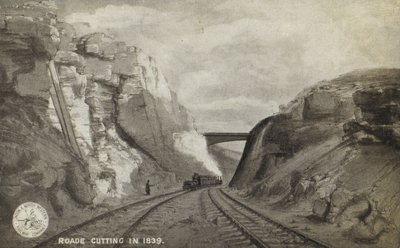 Roade Cutting im Jahr 1839 von English School