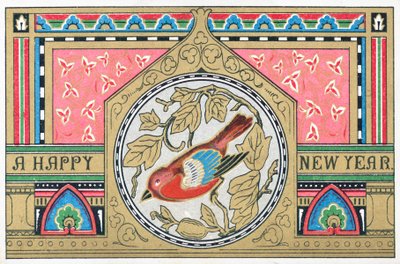 Rotkehlchen, Neujahrskarte von English School