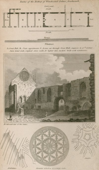 Ruinen des Palastes des Bischofs von Winchester, Southwark von English School