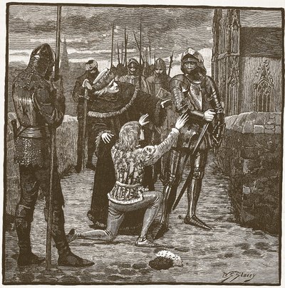 Rutland bittet Clifford um Gnade, Illustration aus Cassells Illustrierter Geschichte Englands von English School